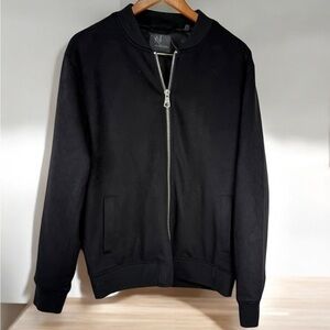 Marconi Jacket Black coat mens Large Black zip Jacket  Size L Zip Up